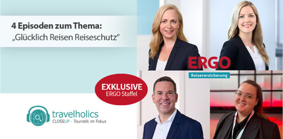 Glücklich Reisen mit Reiseschutz - Ein travelholics closeUP mit der ERGO Reiseversicherung  Diese vierteilige Staffel des travelholics-CloseUP Podcast stellt das Thema "Glücklich Reisen mit Reiseschutz" in den Mittelpunkt. Produziert in der Münchener Zentrale der ERGO Reiseversicherung (ERV).